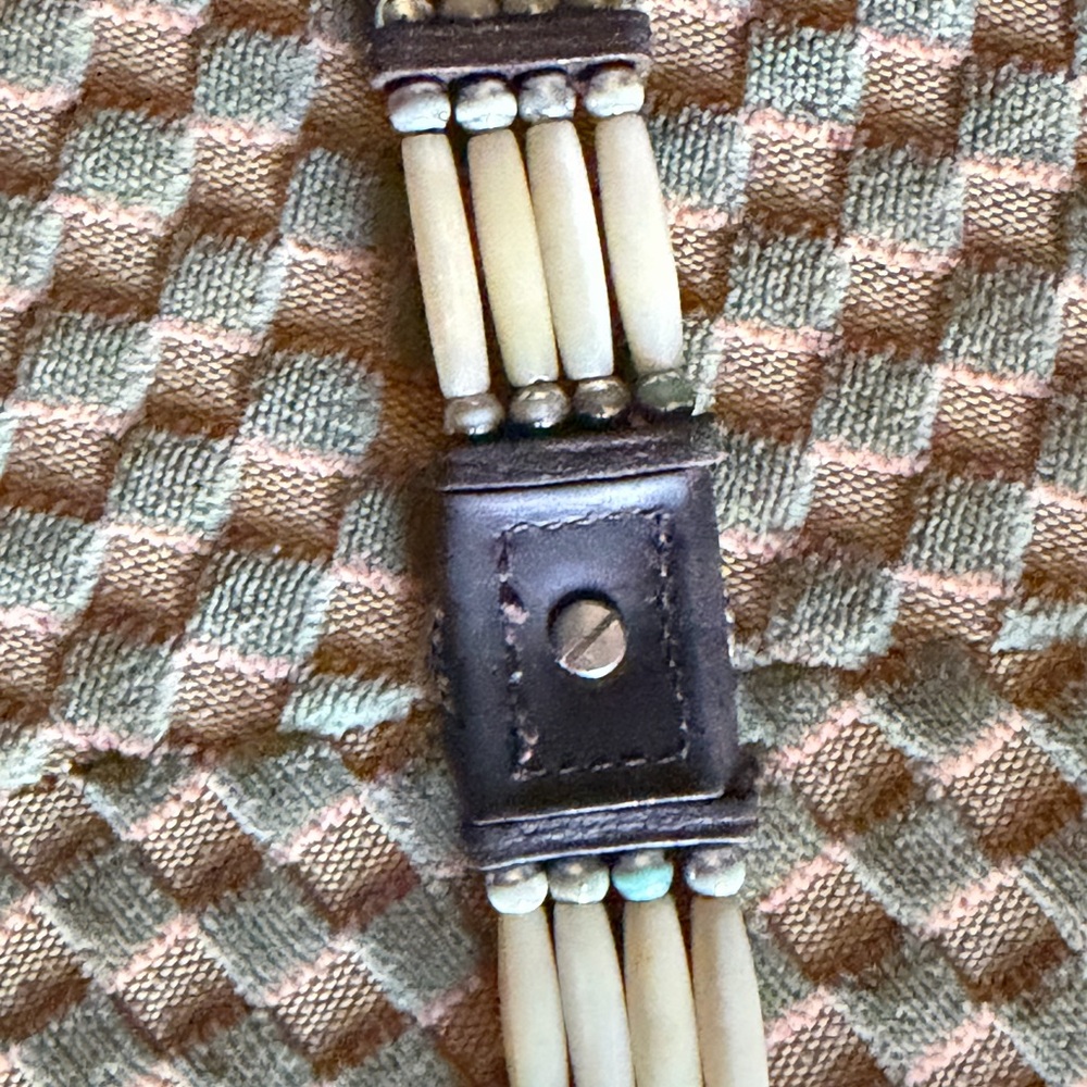 Vtg Tony Lama Leather Concho Bone Bead Western Brown Leather Womens Belt 28" - Picture 16 of 16